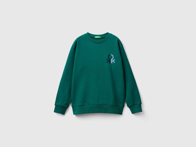 Benetton, Felpa Con Stampa Logo, taglia 2XL, Verde Scuro, Bambini - United Colors of Benetton - Modalova