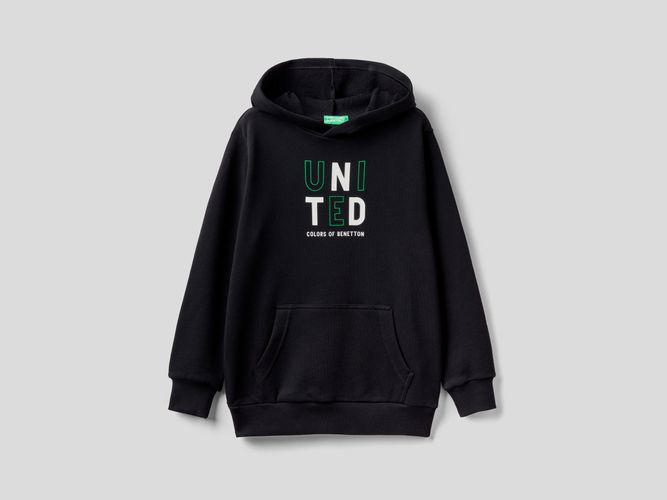 Benetton, Felpa Con Cappuccio E Logo, taglia L, Nero, Bambini - United Colors of Benetton - Modalova