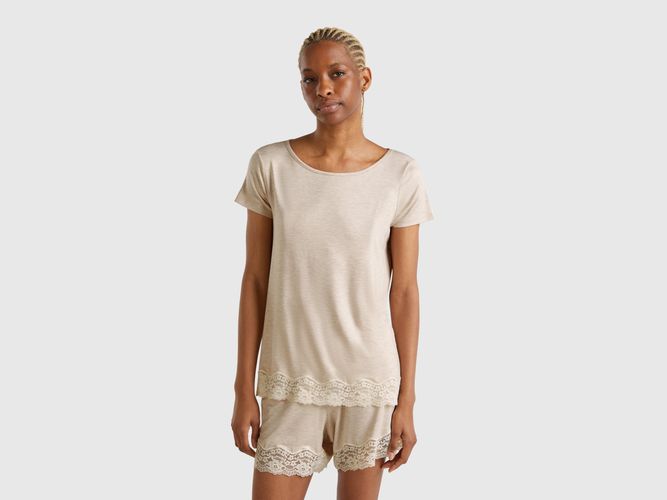 Benetton, Chemise Fluide Bord Dentelle, taille L, - United Colors of Benetton - Modalova