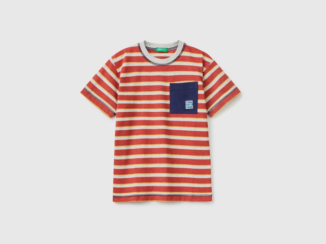Benetton, Maglietta A Righe Con Taschino, taglia L, Rosso, Bambini - United Colors of Benetton - Modalova