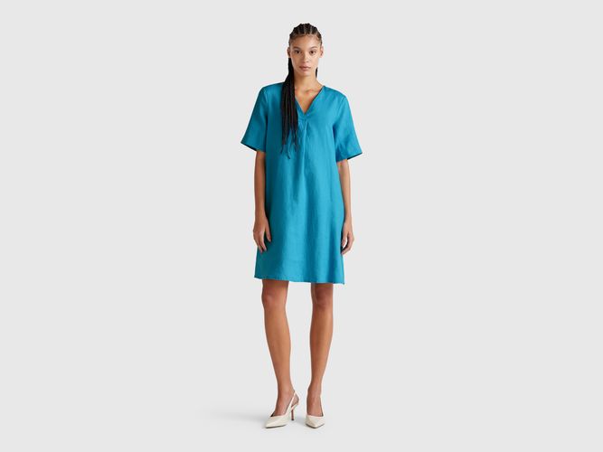 Benetton, Robe À Manches Courtes En Pur Lin, taille L, - United Colors of Benetton - Modalova