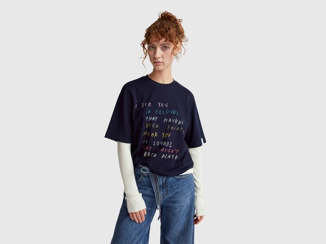 Benetton, T-shirt Bleu Foncé Avec Imprimé Coco Capitán, Taille: XS, Bleu Foncé - United Colors of Benetton - Modalova