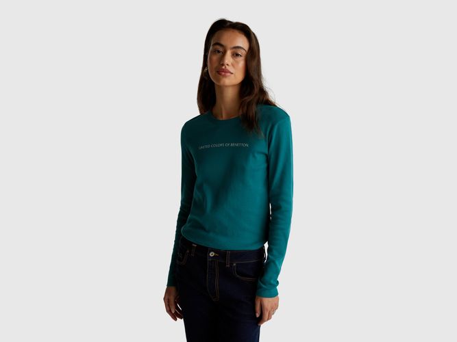 Benetton, T-shirt À Manches Longues 100 % Coton, Taille: XXS, Vert Foncé - United Colors of Benetton - Modalova