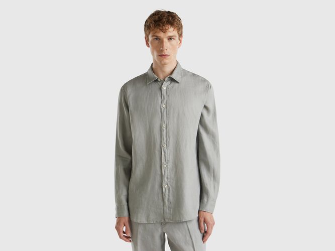 Benetton, Chemise En Pur Lin, taille XXL, Gris - United Colors of Benetton - Modalova