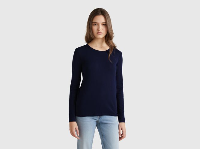 Benetton, T-shirt À Manches Longues En Pur Coton, taille L, Bleu Foncé - United Colors of Benetton - Modalova