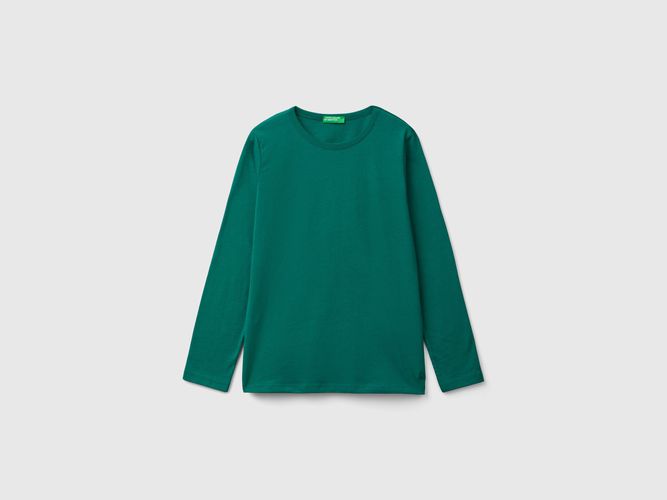 Benetton, T-shirt A Manica Lunga In Cotone Bio, taglia S, Verde Scuro, Bambini - United Colors of Benetton - Modalova