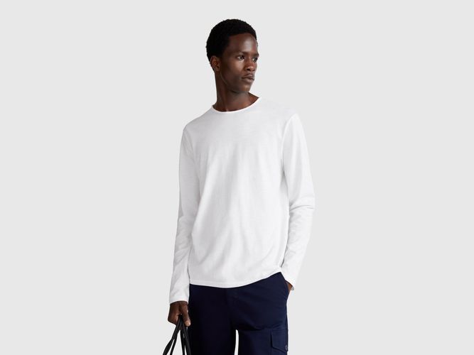 Benetton, T-shirt À Manches Longues En 100% Coton, taille XXL, Blanc - United Colors of Benetton - Modalova