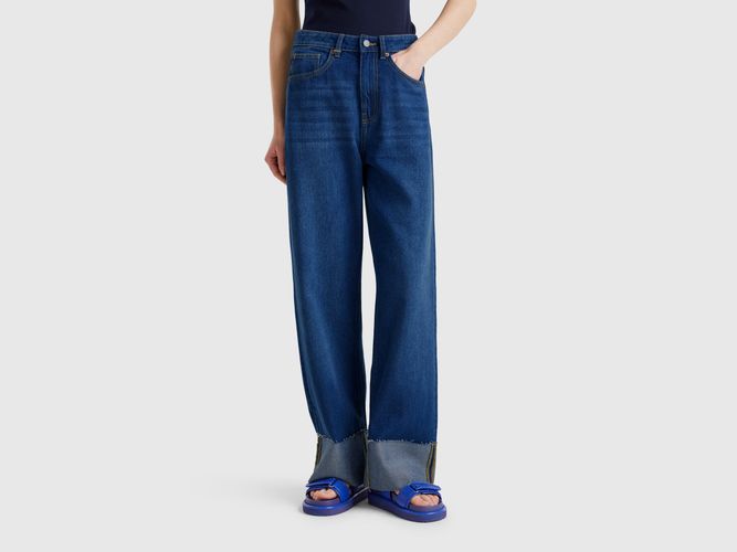 Benetton, Jean Coupe Large Avec Revers, taille 25, Bleu Foncé - United Colors of Benetton - Modalova