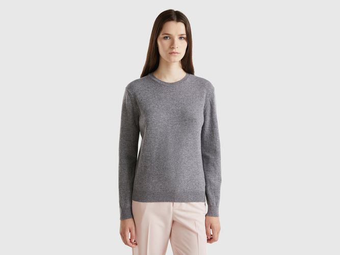 Benetton, Pull Gris À Col Rond En Laine Mérinos, taille L, Gris Foncé - United Colors of Benetton - Modalova