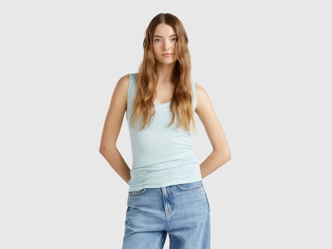 Benetton, Débardeur Pur Lin, taille L, Bleu Vert - United Colors of Benetton - Modalova