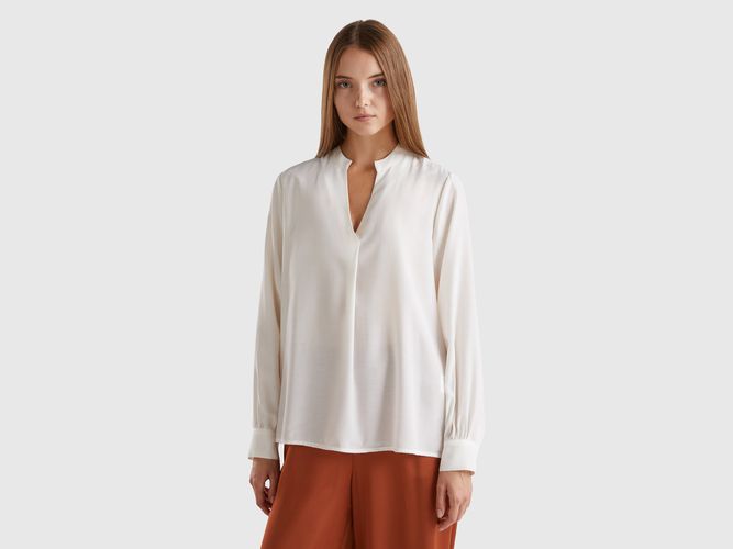 Benetton, Chemise À Col Tunisien, taille M, Crème - United Colors of Benetton - Modalova