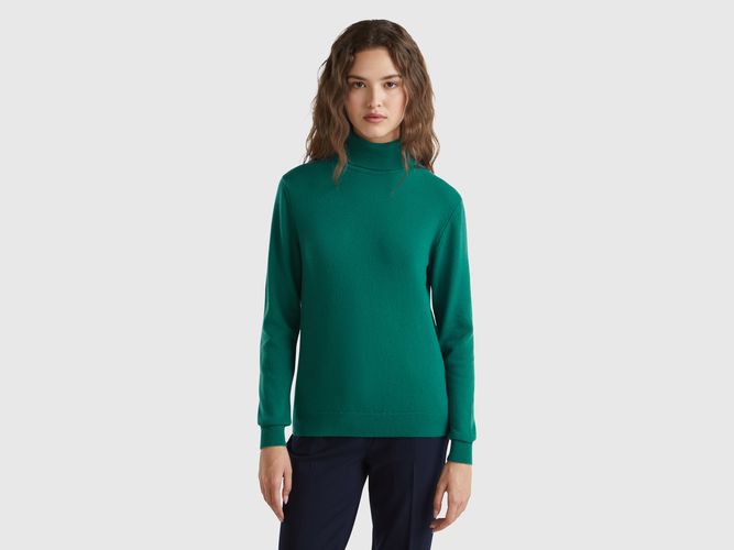 Benetton, Pull Col Montant Vert Forêt En Pure Laine Mérinos, taille L, Vert Foncé - United Colors of Benetton - Modalova