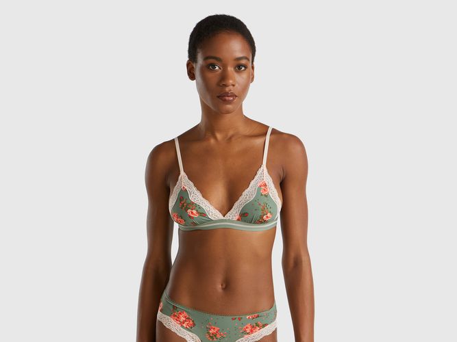 Benetton, Soutien-gorge Triangle À Imprimé Fleurs, taille 100, Vert Clair - United Colors of Benetton - Modalova