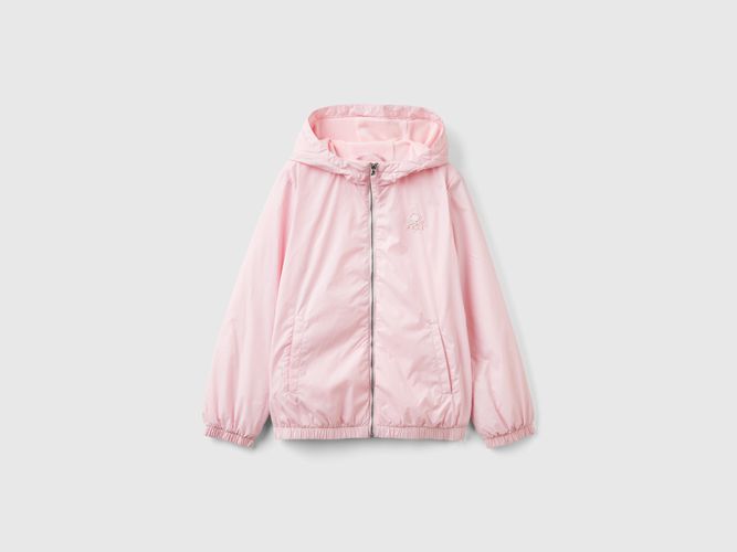 Benetton, Giubbino Lucido Con Zip E Cappuccio, taglia L, Rosa, Bambini - United Colors of Benetton - Modalova