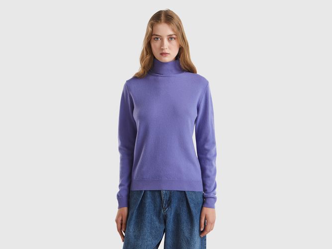 Benetton, Pull Col Montant Violet En Pure Laine Mérinos, taille L - United Colors of Benetton - Modalova