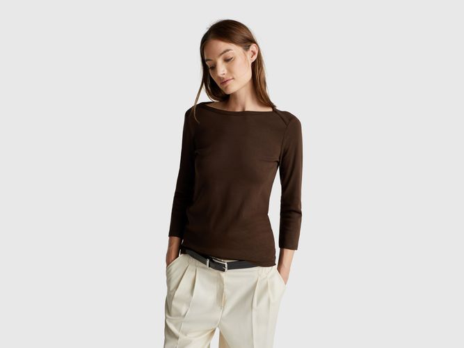Benetton, T-shirt Col Bateau, taille L, Marron - United Colors of Benetton - Modalova