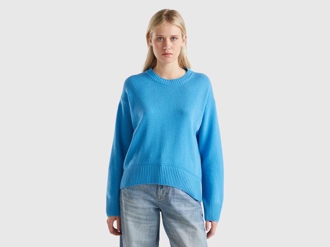 Benetton, Pull Coupe Boxy En Laine Mélangée, taille L, Bleu Clair - United Colors of Benetton - Modalova