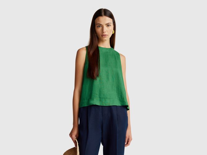 Benetton, Top Sans Manches En Pur Lin, taille XXS, Vert - United Colors of Benetton - Modalova