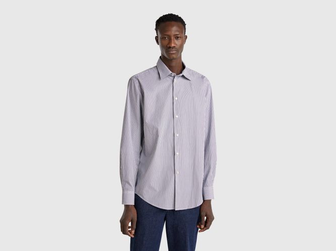 Benetton, Chemise Rayée En Coton, taille XXL, Bleu - United Colors of Benetton - Modalova