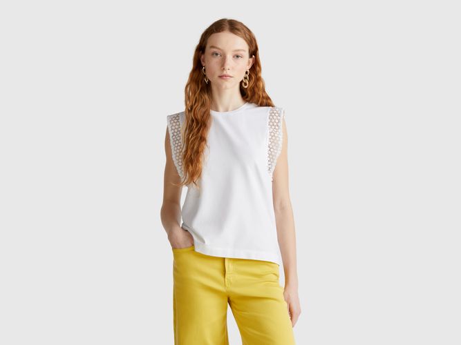 Benetton, Top Sans Manches Avec Macramé, taille M, Blanc - United Colors of Benetton - Modalova