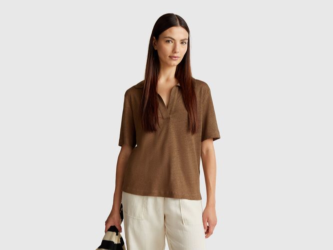 Benetton, Polo Pur Lin, taille L, Marron - United Colors of Benetton - Modalova