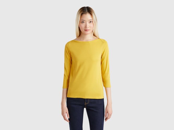 Benetton, T-shirt 100 % Coton À Encolure Bateau, taille L, Moutarde - United Colors of Benetton - Modalova