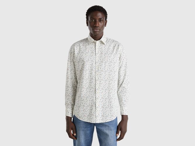 Benetton, Chemise Fantaisie En Coton Bio, taille XXL, Blanc - United Colors of Benetton - Modalova