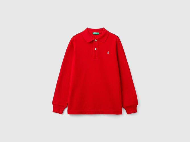 Benetton, Polo Manica Lunga 100% Cotone Bio, taglia XL, Rosso, Bambini - United Colors of Benetton - Modalova