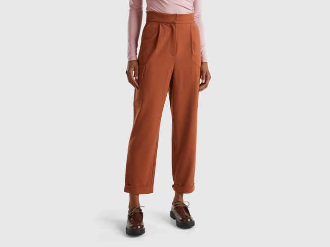 Benetton, Pantalon Cargo En Viscose Mélangée, taille - United Colors of Benetton - Modalova