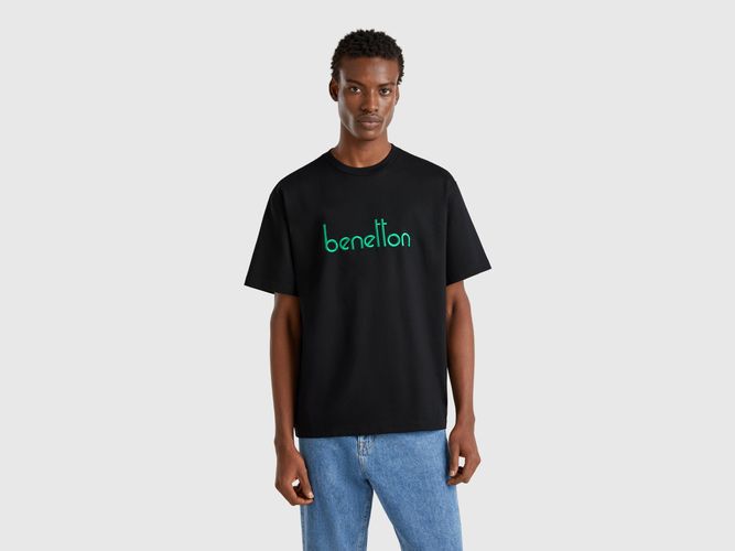 Benetton, T-shirt Over Fit Avec Logo Brodé, taille XS, Noir - United Colors of Benetton - Modalova
