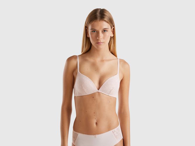 Benetton, Soutien-gorge Push-up En Dentelle Stretch, taille 100, Rose Pâle - United Colors of Benetton - Modalova