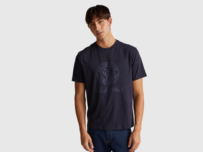 Benetton, T-shirt En Coton Avec Logo, Taille: XXL, Bleu Foncé - United Colors of Benetton - Modalova