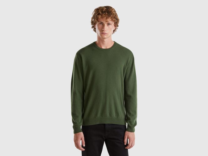 Benetton, Pull Col Rond Vert Olive En Pure Laine Mérinos, taille L - United Colors of Benetton - Modalova