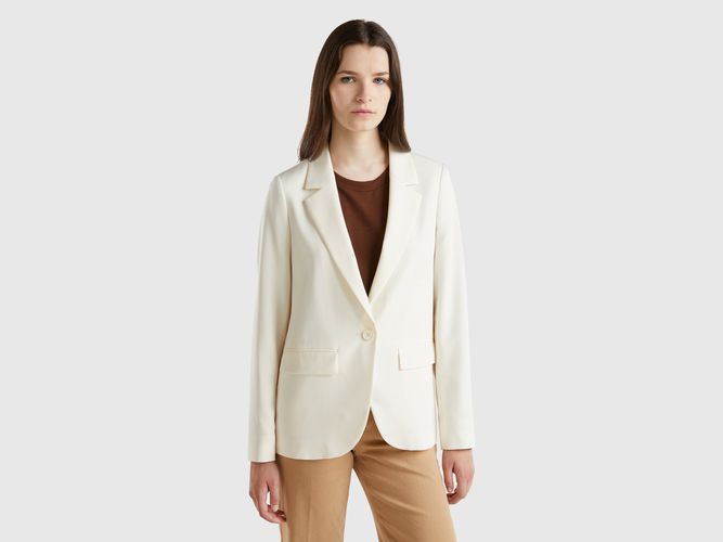 Benetton, Blazer En Viscose Mélangée Stretch, taille, Crème - United Colors of Benetton - Modalova