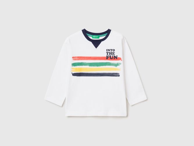 Benetton, T-shirt Con Stampa Multicolor, taglia 104, Bianco, Bambini - United Colors of Benetton - Modalova