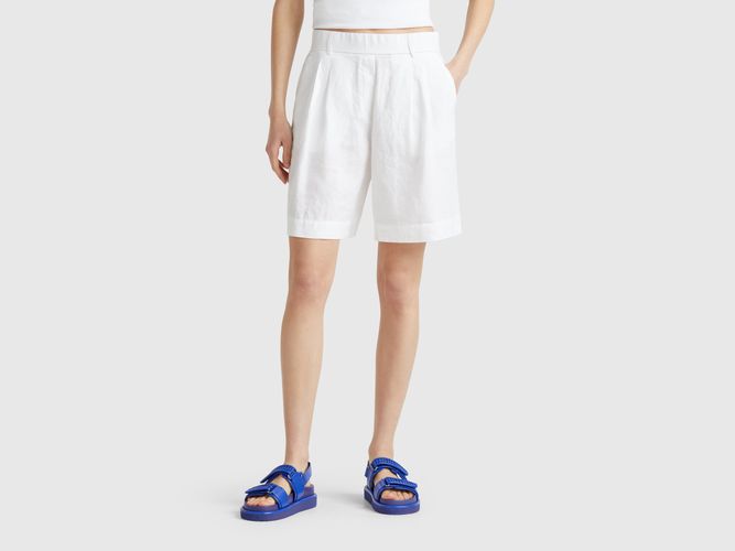 Benetton, Bermuda 100% Lin, taille L, Blanc - United Colors of Benetton - Modalova