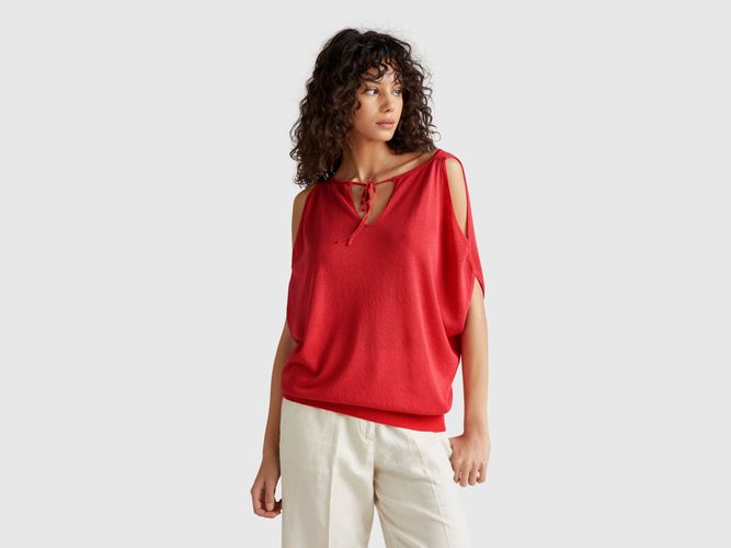 Benetton, Pull Réversible En Lin Mélangé, taille XS, Rouge Brique - United Colors of Benetton - Modalova