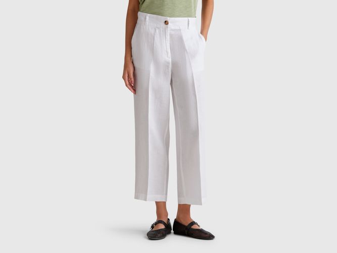 Benetton, Pantalon Droit En Pur Lin, taille, Blanc - United Colors of Benetton - Modalova