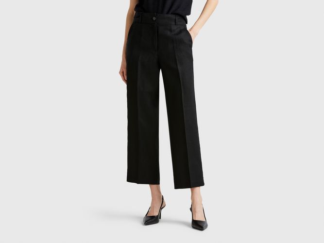 Benetton, Pantalon Droit En Pur Lin, taille, Noir - United Colors of Benetton - Modalova