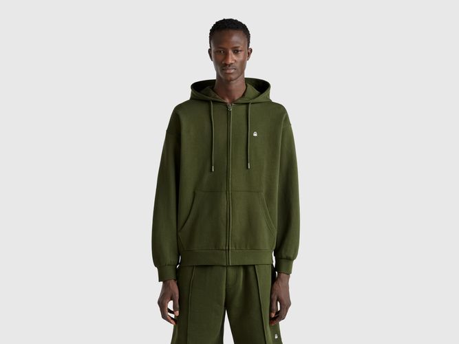 Benetton, Sweat-shirt En Coton Avec Zip Et Capuche, taille L, Kaki - United Colors of Benetton - Modalova