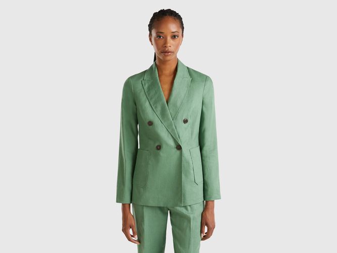 Benetton, Blazer Croisé En Pur Lin, taille, Vert - United Colors of Benetton - Modalova