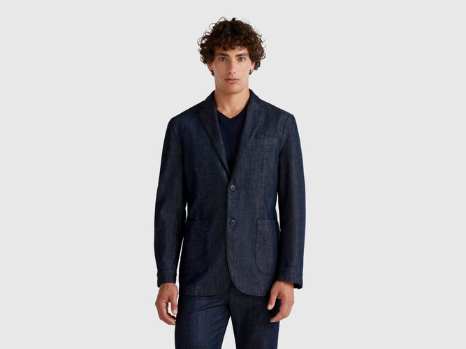 Benetton, Blazer En Chambray, taille, Bleu - United Colors of Benetton - Modalova