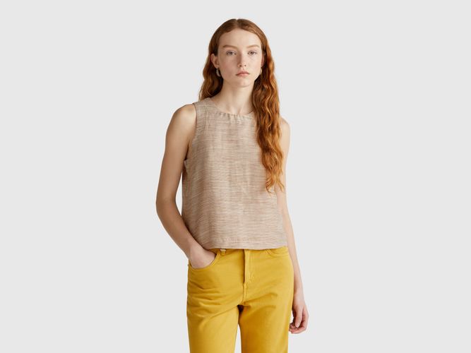 Benetton, Blouse Rayée En Lin Mélangé, taille L, Marron - United Colors of Benetton - Modalova