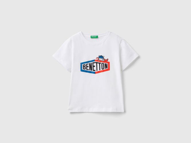 Benetton, T-shirt 100% Cotone Bio Con Stampa, taglia 82, Bianco, Bambini - United Colors of Benetton - Modalova