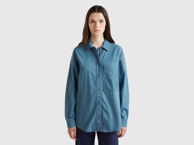 Benetton, Chemise Oversize En Chambray, taille L, Bleu Clair - United Colors of Benetton - Modalova