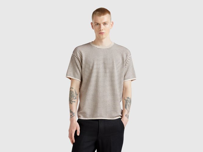 Benetton, T-shirt En Maille Rayé, taille XXL, Crème - United Colors of Benetton - Modalova