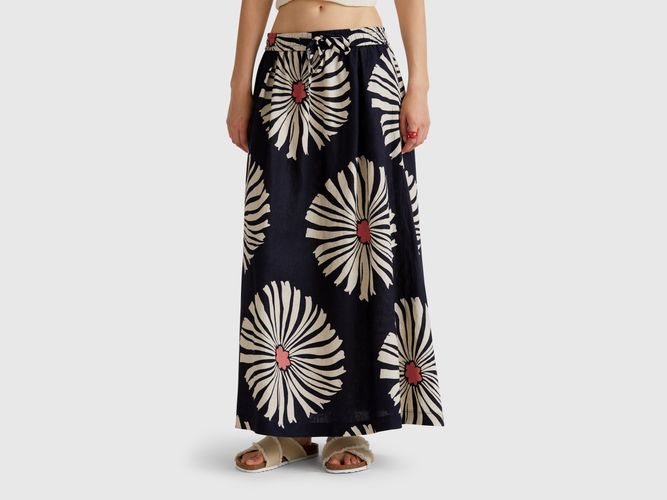 Benetton, Jupe Midi À Imprimé Fleurs, taille L, Bleu Foncé - United Colors of Benetton - Modalova
