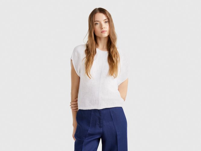 Benetton, Pull En Coton Et Lin, taille L, Blanc - United Colors of Benetton - Modalova