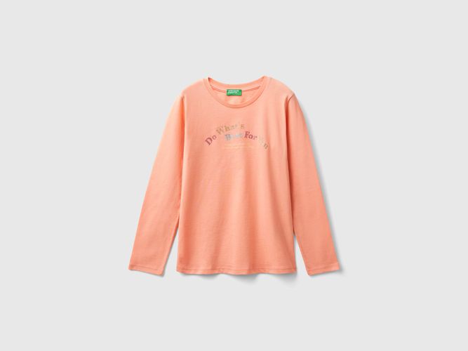 Benetton, T-shirt Manica Lunga In Cotone Bio, taglia S, Pesca, Bambini - United Colors of Benetton - Modalova