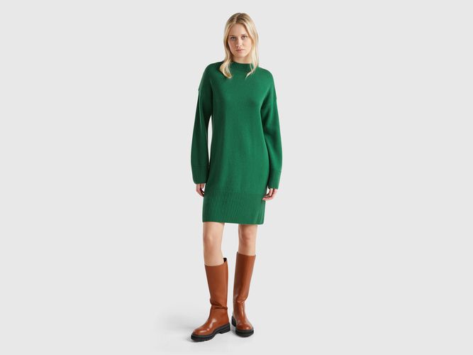 Benetton, Robe À Col Montant En Laine Mélangée, taille M, Vert Foncé - United Colors of Benetton - Modalova